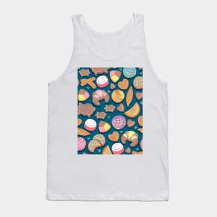 Mexican Sweet Bakery Frenzy // pattern // turquoise background pastel colors pan dulce Tank Top